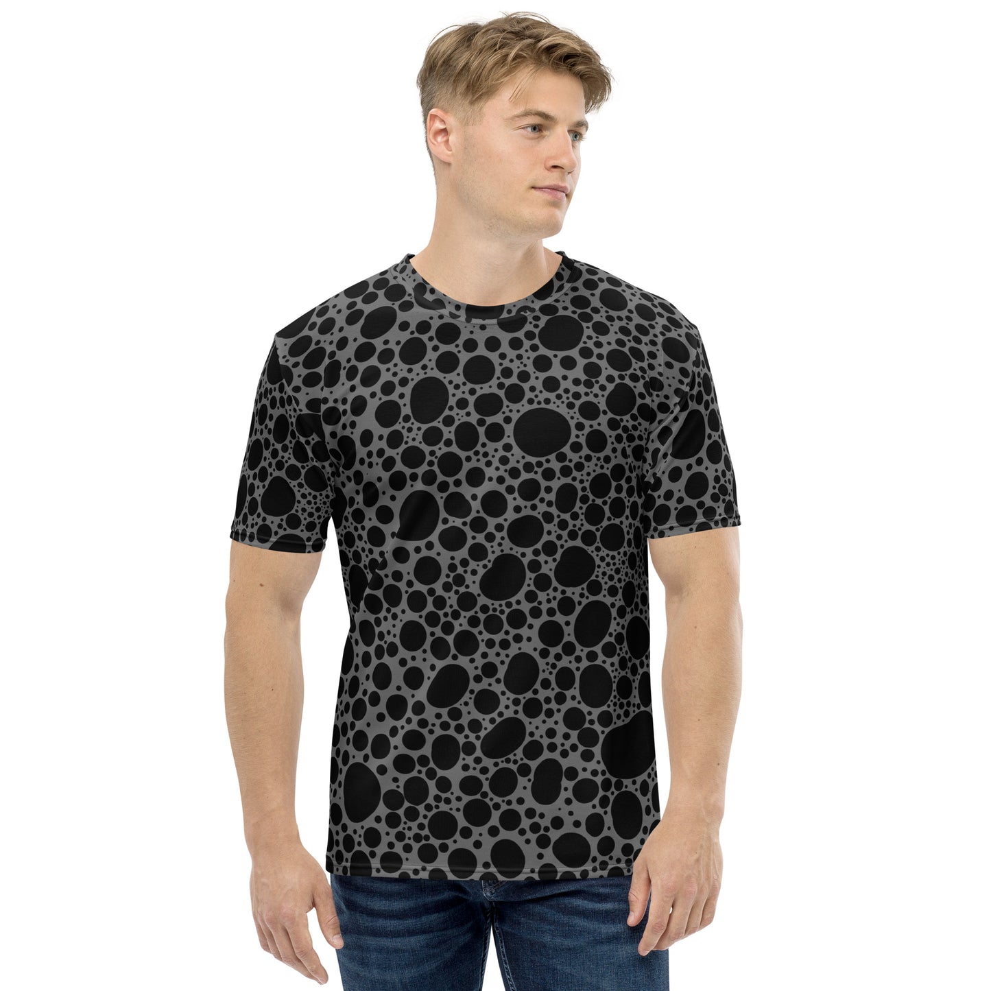 Noir Pointillism on Grey Men's t-shirt