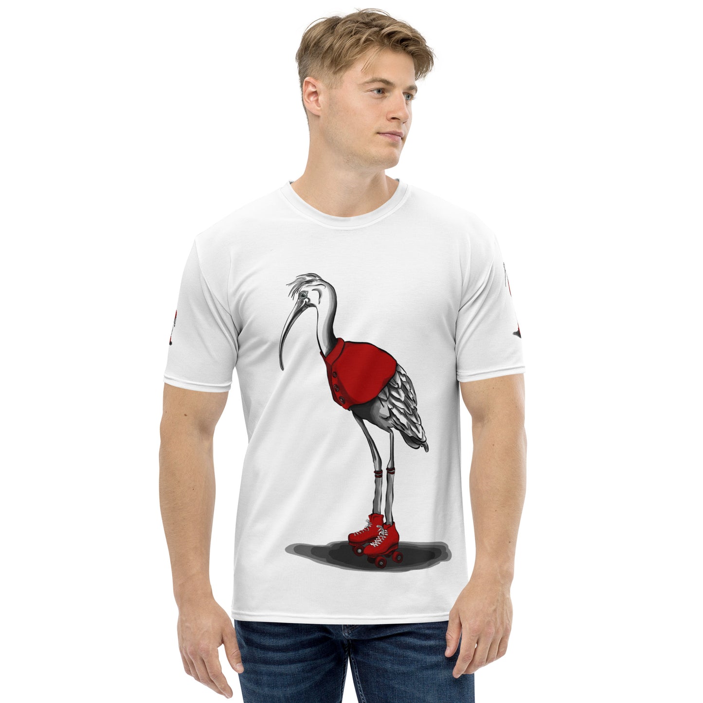 Stork with Roller Skates Men's t-shirt