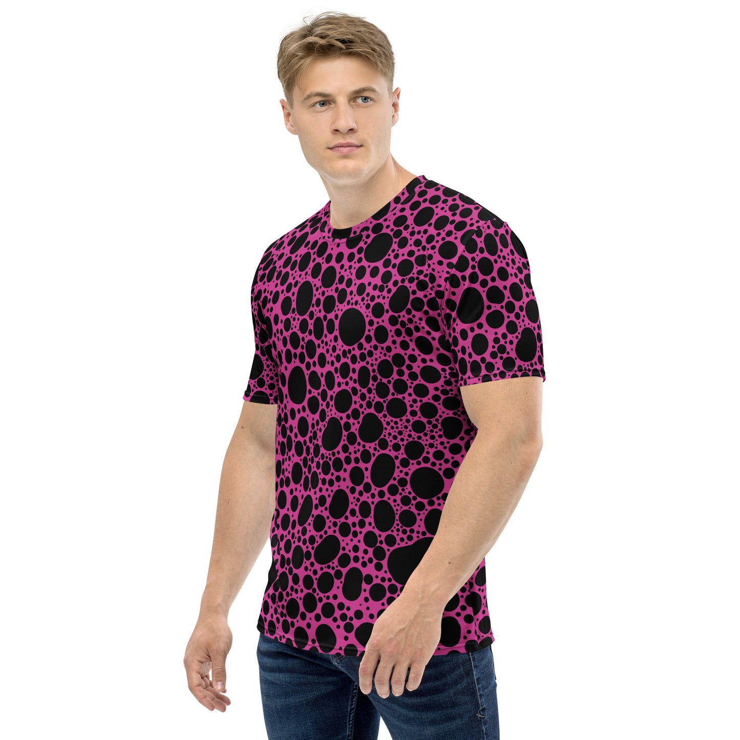 Noir Pointillism on Pink Men's t-shirt