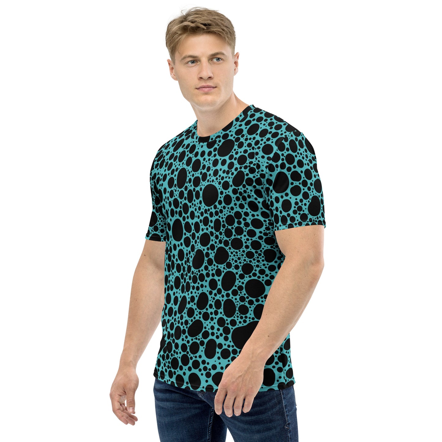 Noir Pointillism on Teal Men's t-shirt