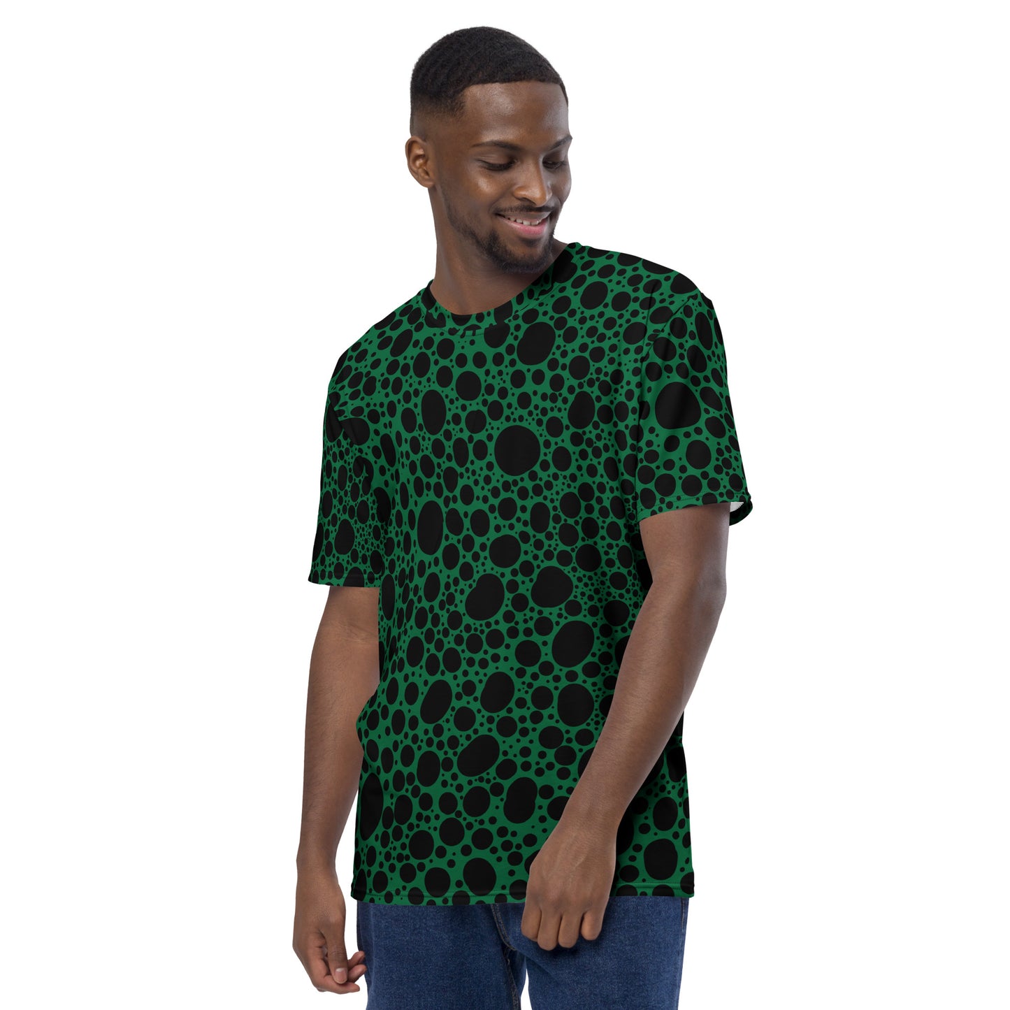 Noir Pointillism on Green Men's t-shirt