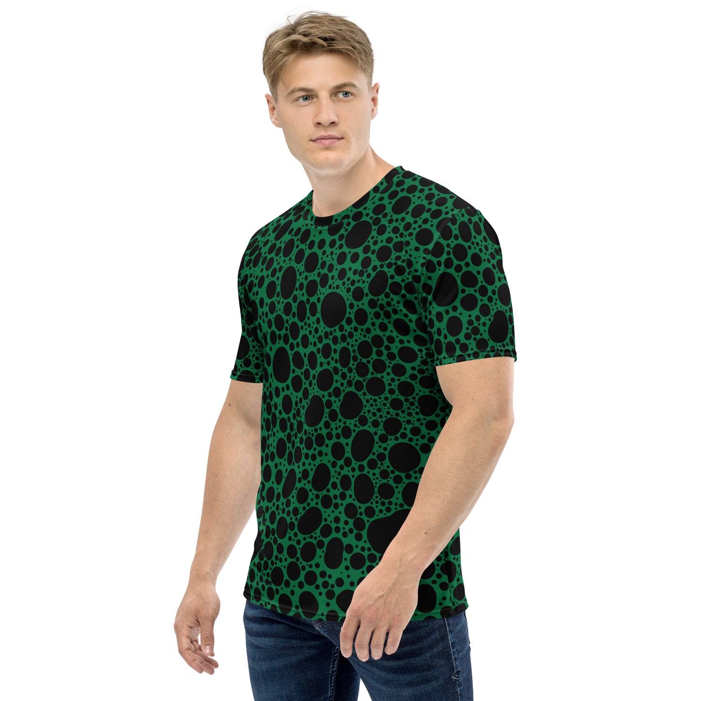 Noir Pointillism on Green Men's t-shirt