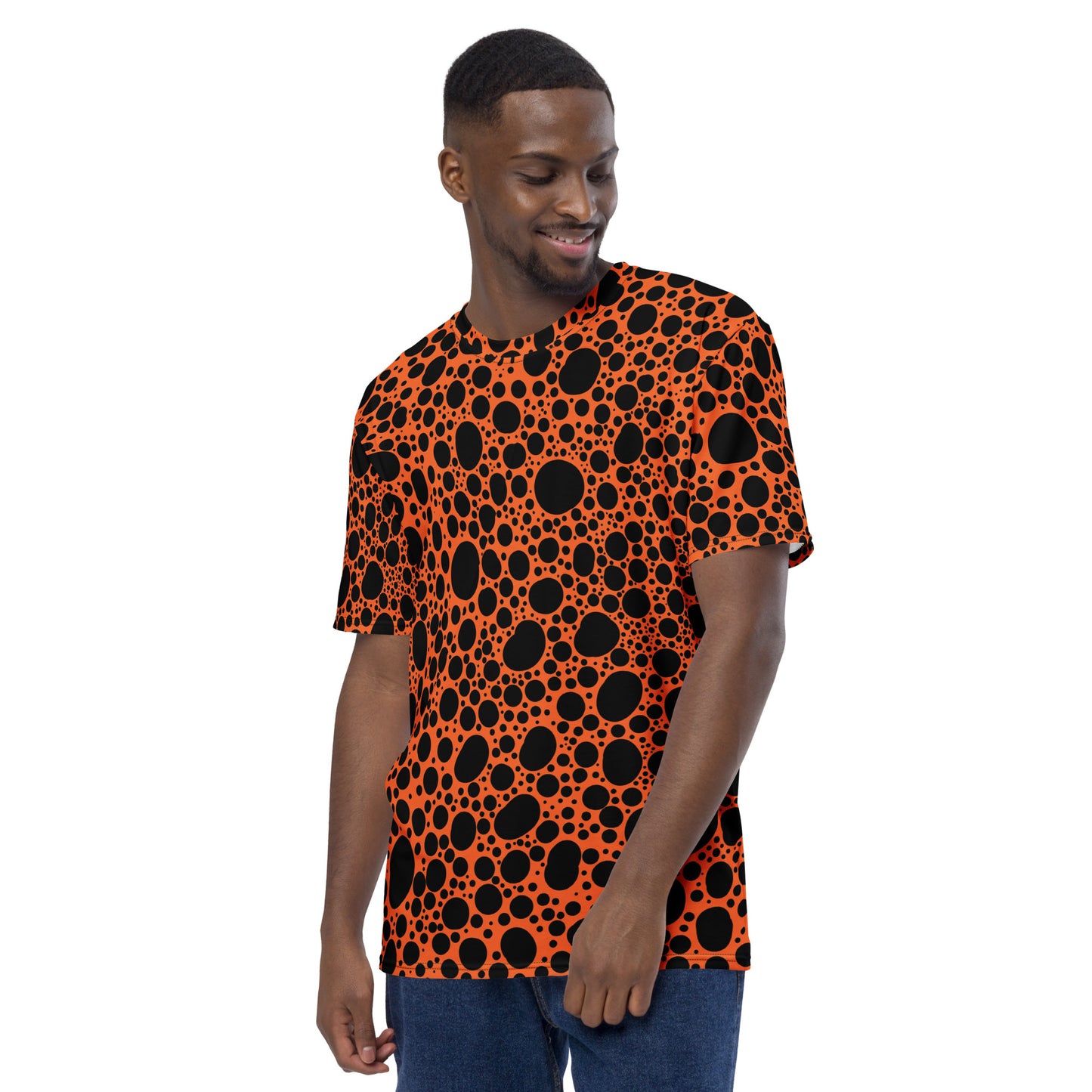 Noir Pointillism on Orange Men's t-shirt