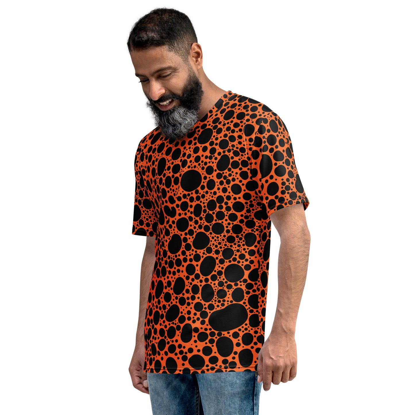 Noir Pointillism on Orange Men's t-shirt