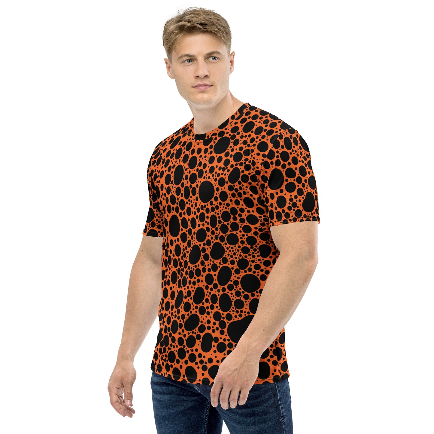 Noir Pointillism on Orange Men's t-shirt