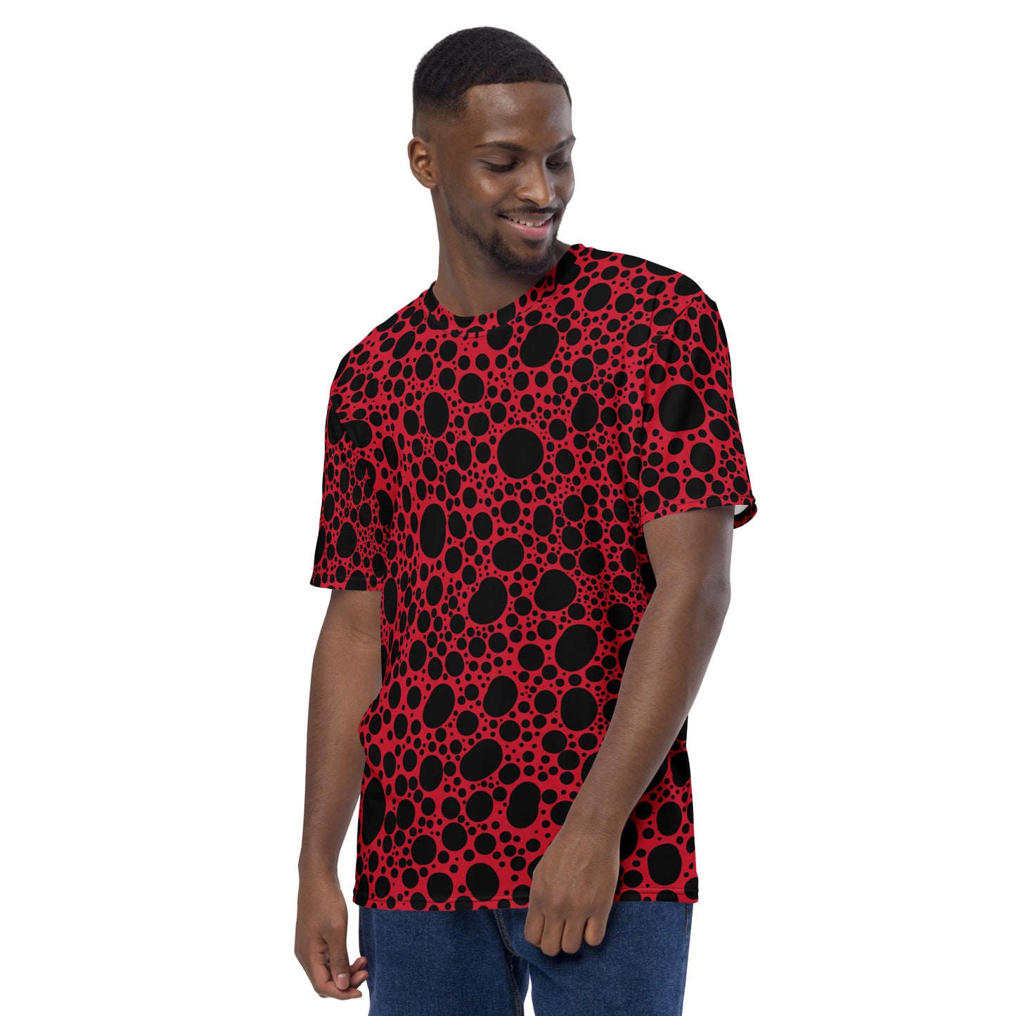 Noir Pointillism on Red Men's t-shirt