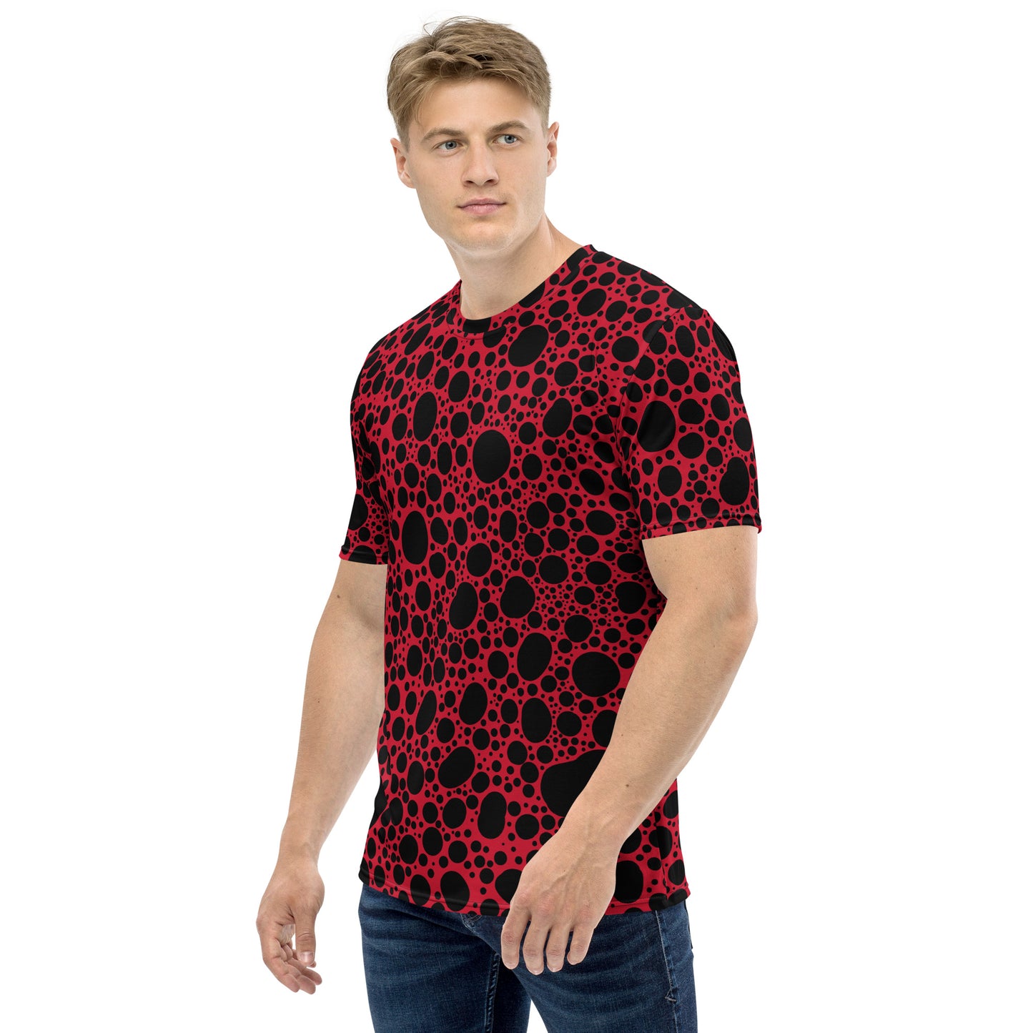 Noir Pointillism on Red Men's t-shirt