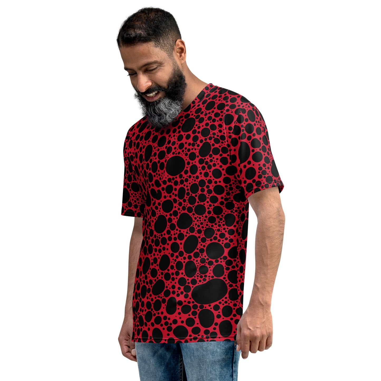 Noir Pointillism on Red Men's t-shirt