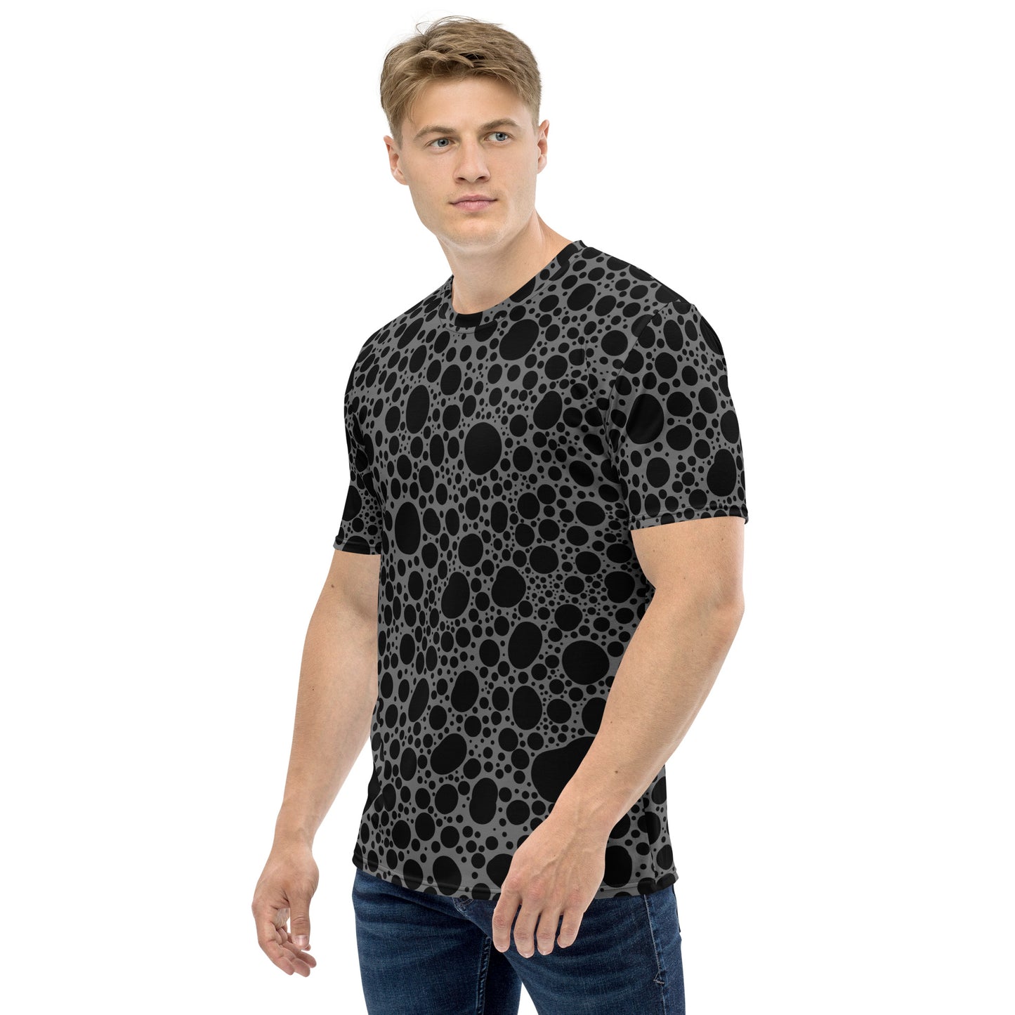 Noir Pointillism on Grey Men's t-shirt