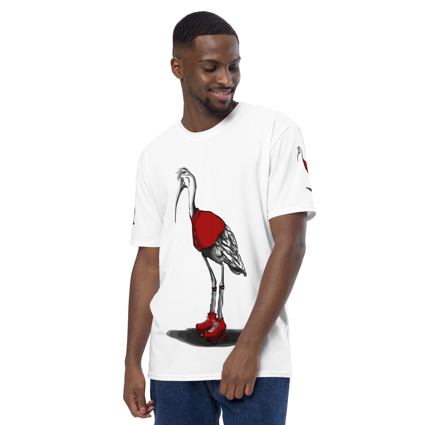 Stork with Roller Skates Men's t-shirt