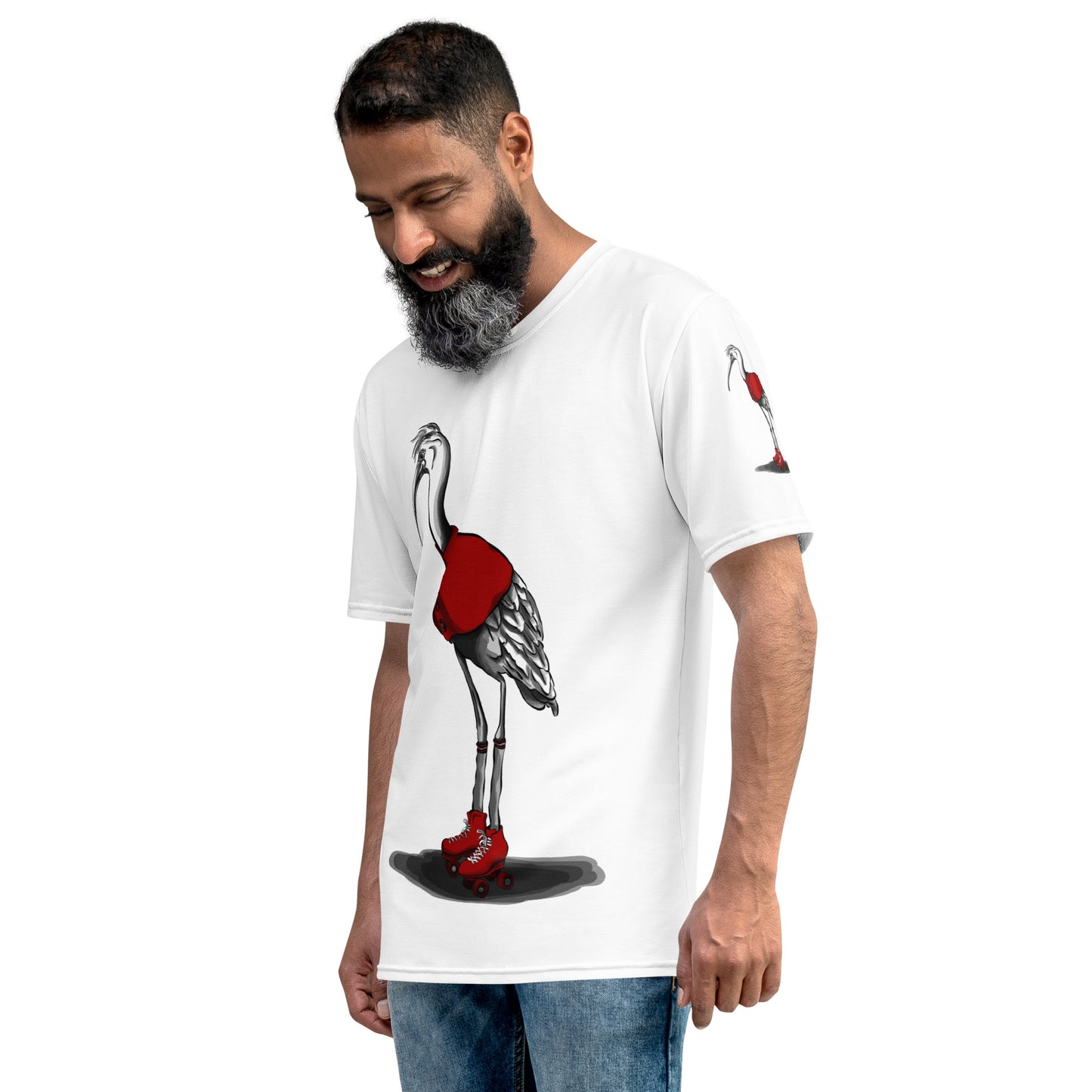 Stork with Roller Skates Men's t-shirt