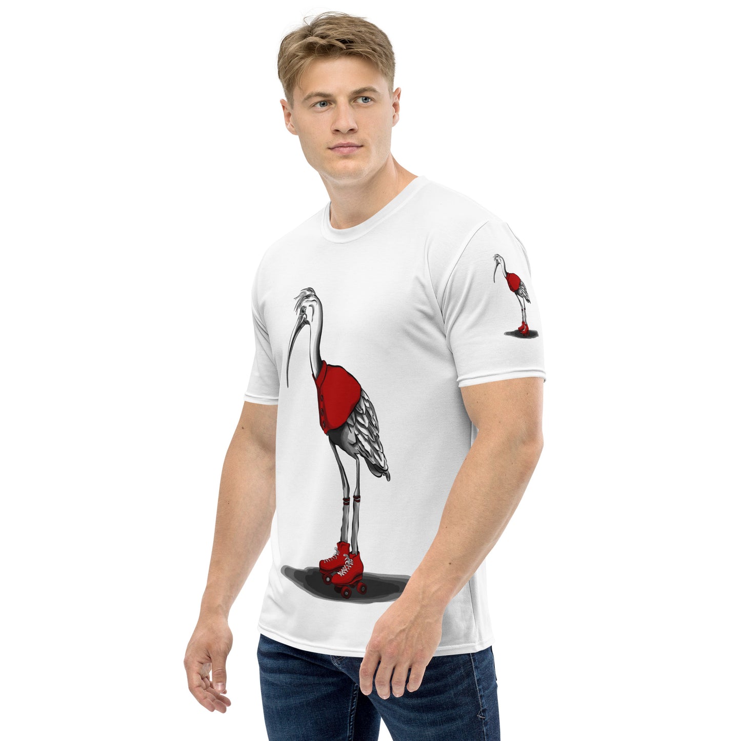 Stork with Roller Skates Men's t-shirt