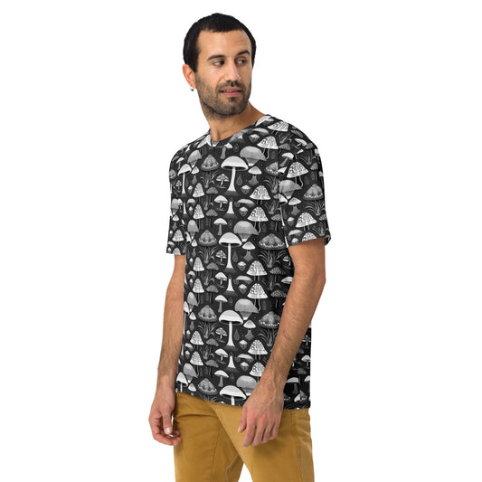 Whimsical Mushrooms in B&W Men's t-shirt