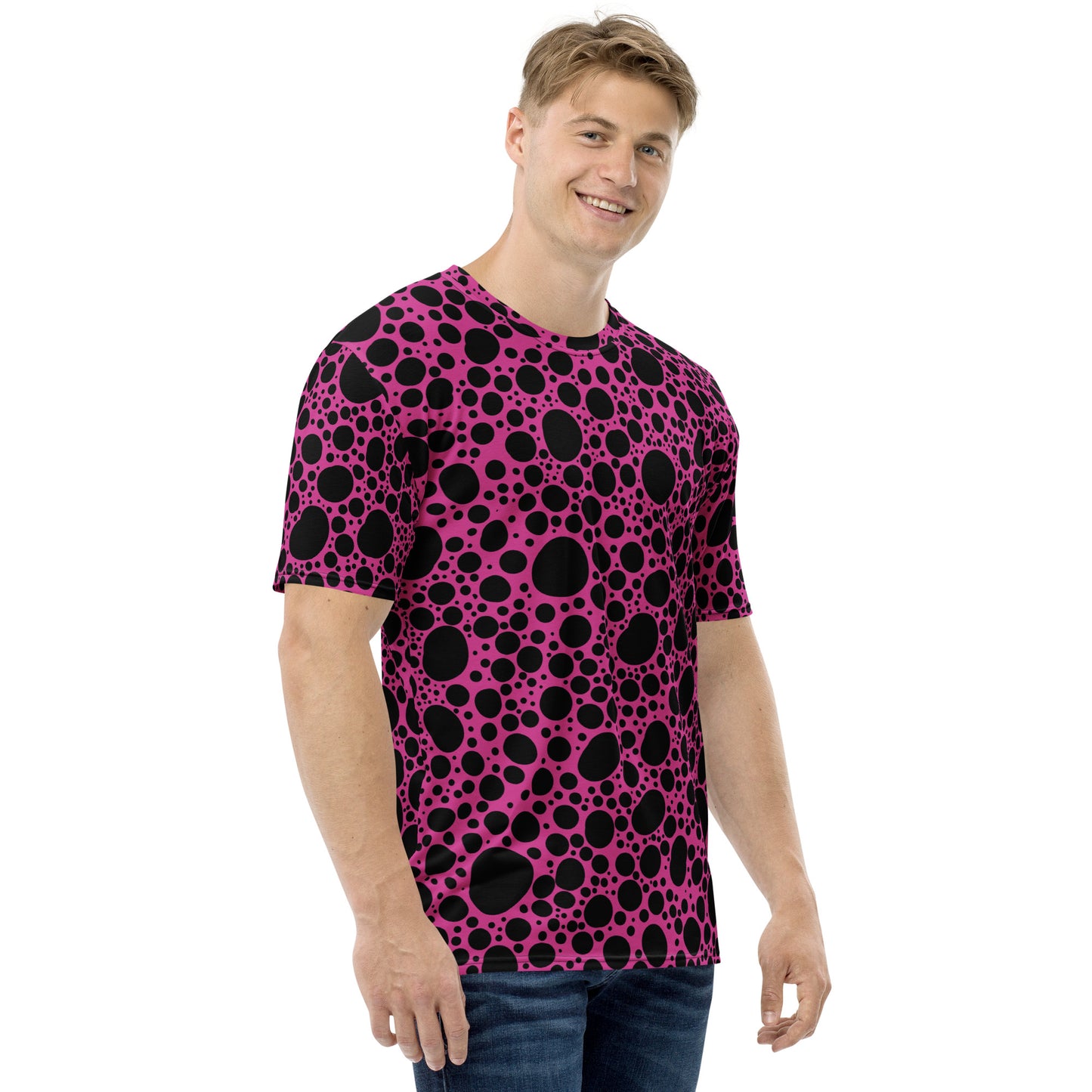 Noir Pointillism on Pink Men's t-shirt