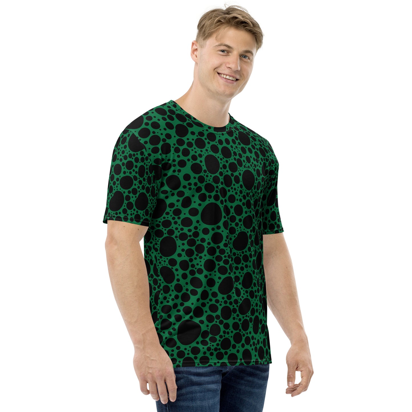 Noir Pointillism on Green Men's t-shirt