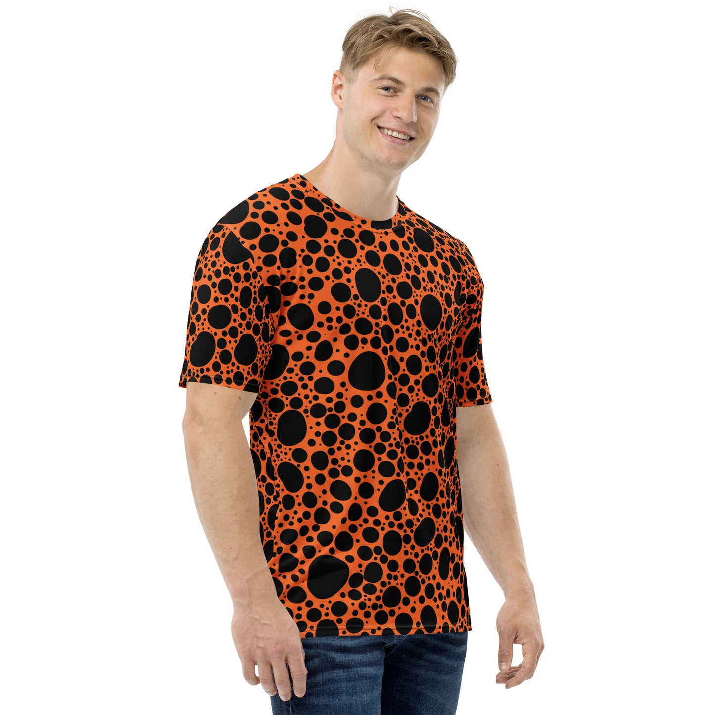 Noir Pointillism on Orange Men's t-shirt