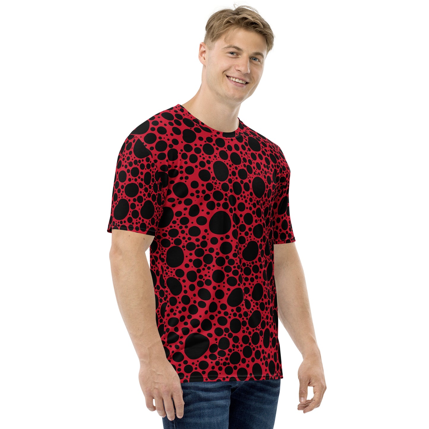 Noir Pointillism on Red Men's t-shirt