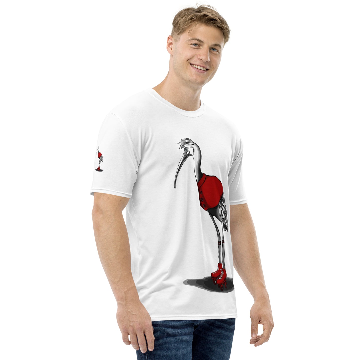 Stork with Roller Skates Men's t-shirt