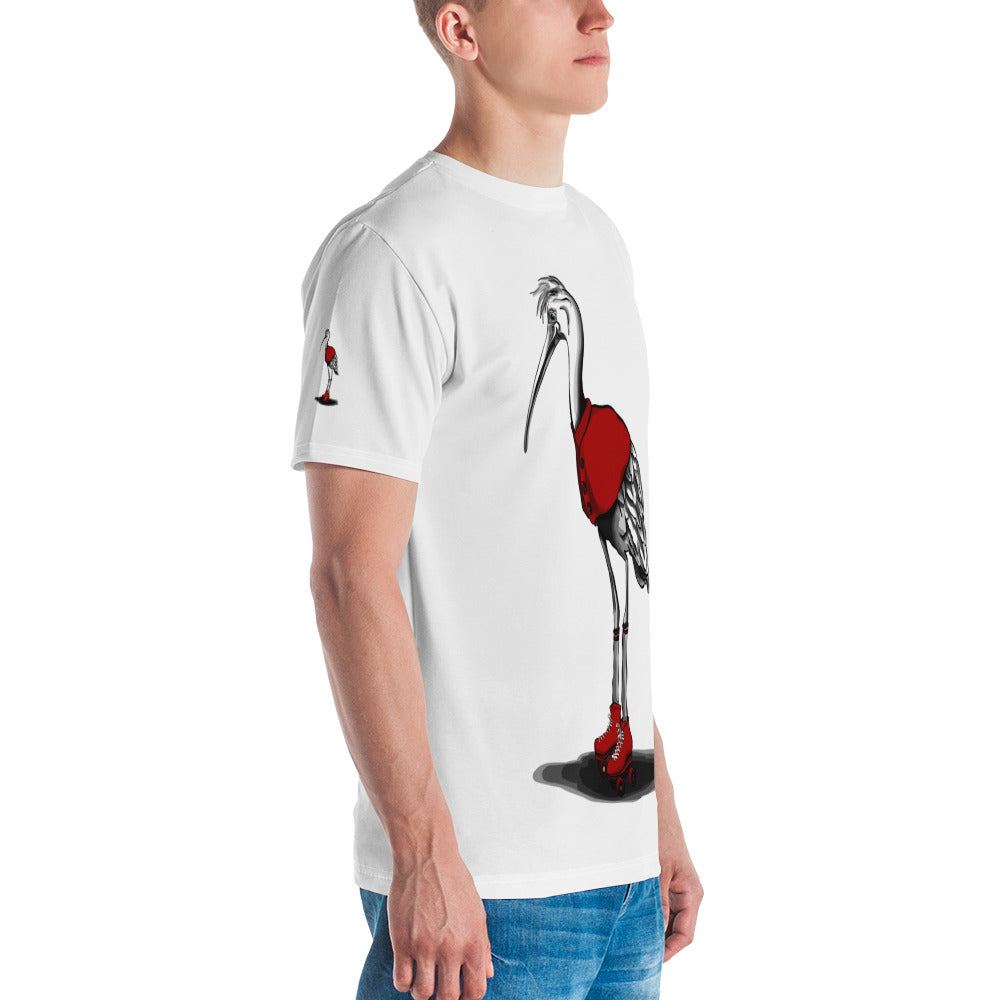 Stork with Roller Skates Men's t-shirt