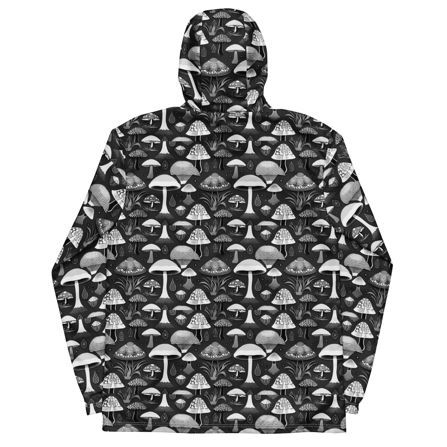 Whimsical Mushrooms in B&W Men’s Windbreaker