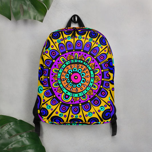 Mandala with Yellow Minimalist Backpack