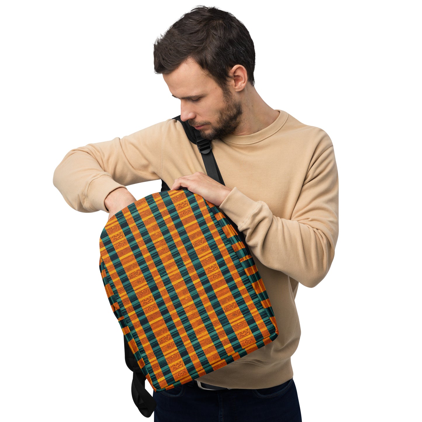 Teal & Tangerine Tapestry Minimalist Backpack