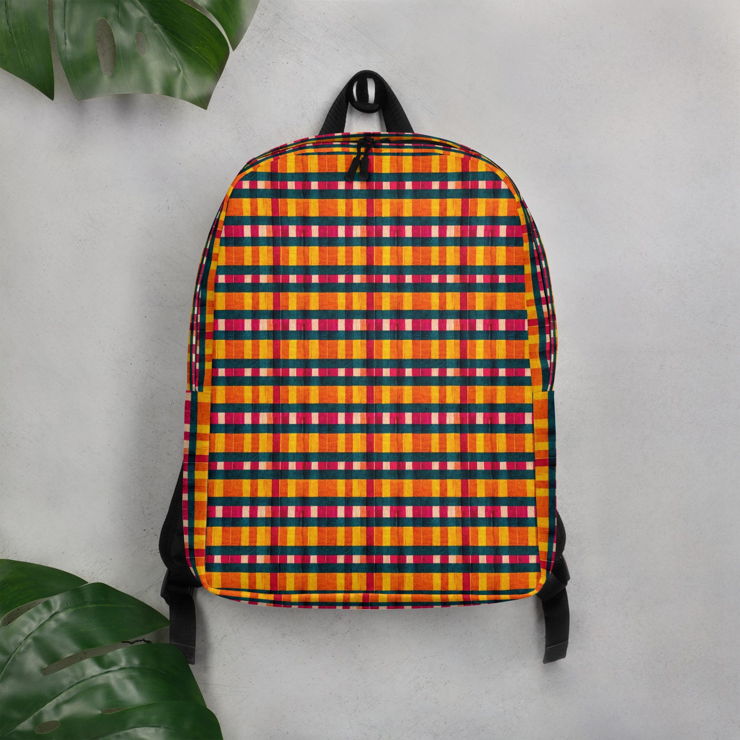 Tropical Fiesta Plaid Minimalist Backpack