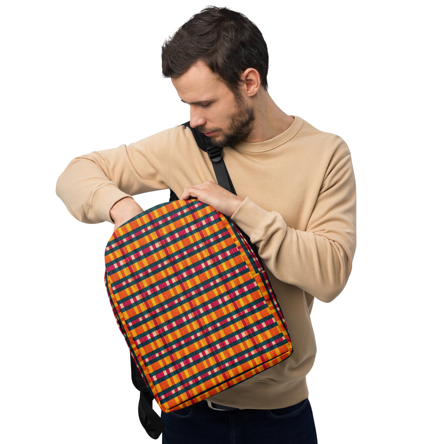 Tropical Fiesta Plaid Minimalist Backpack