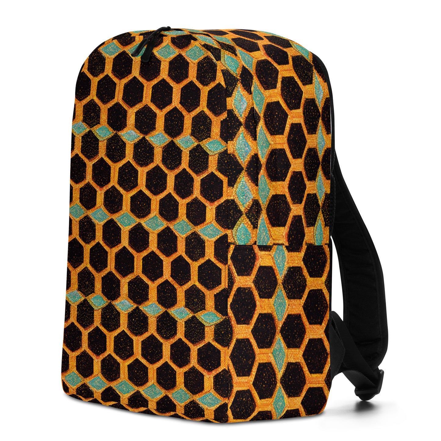 Teal and Gold Bee Bungalow Minimalist Backpack