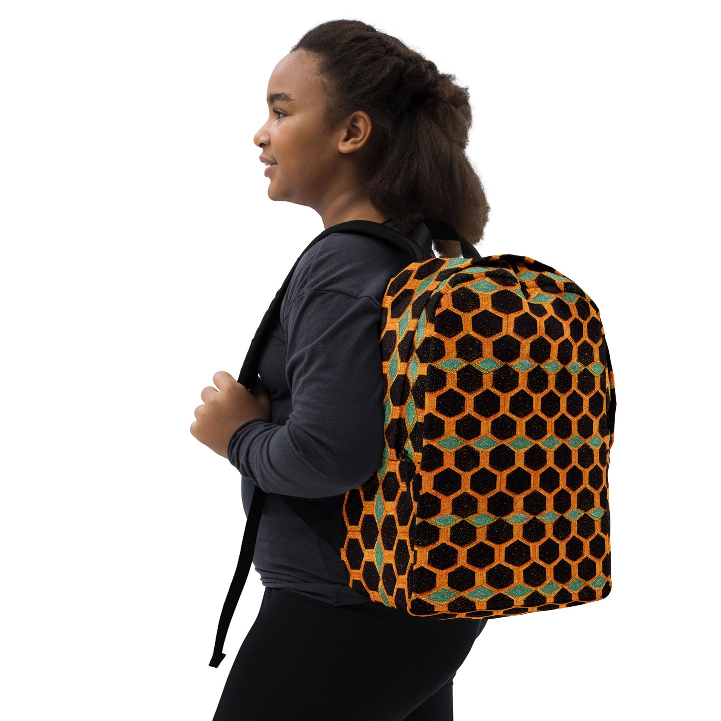 Teal and Gold Bee Bungalow Minimalist Backpack