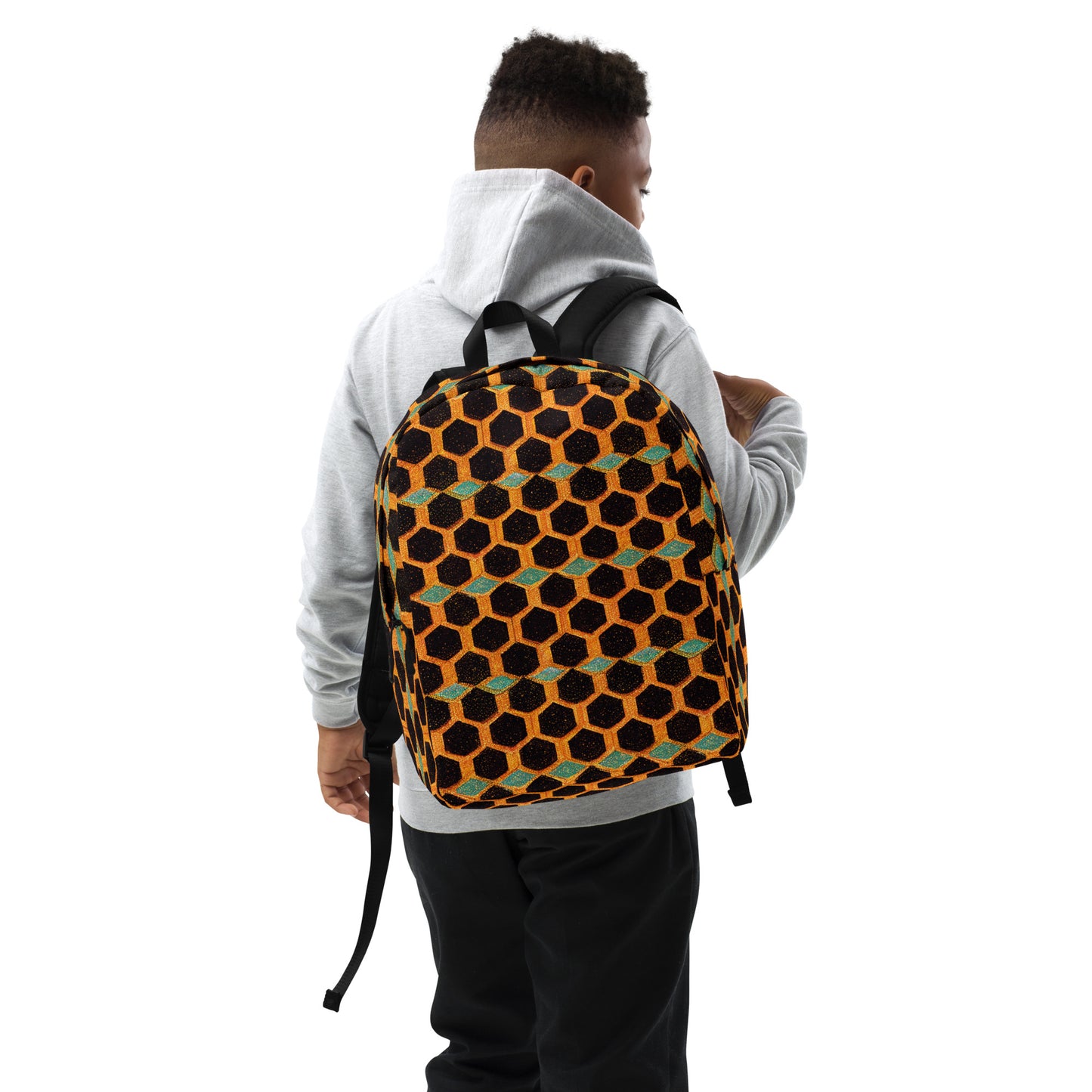 Teal and Gold Bee Bungalow Minimalist Backpack