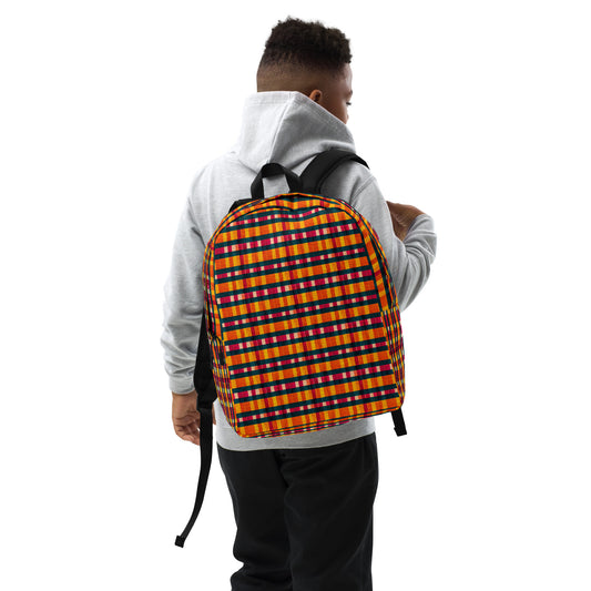 Tropical Fiesta Plaid Minimalist Backpack