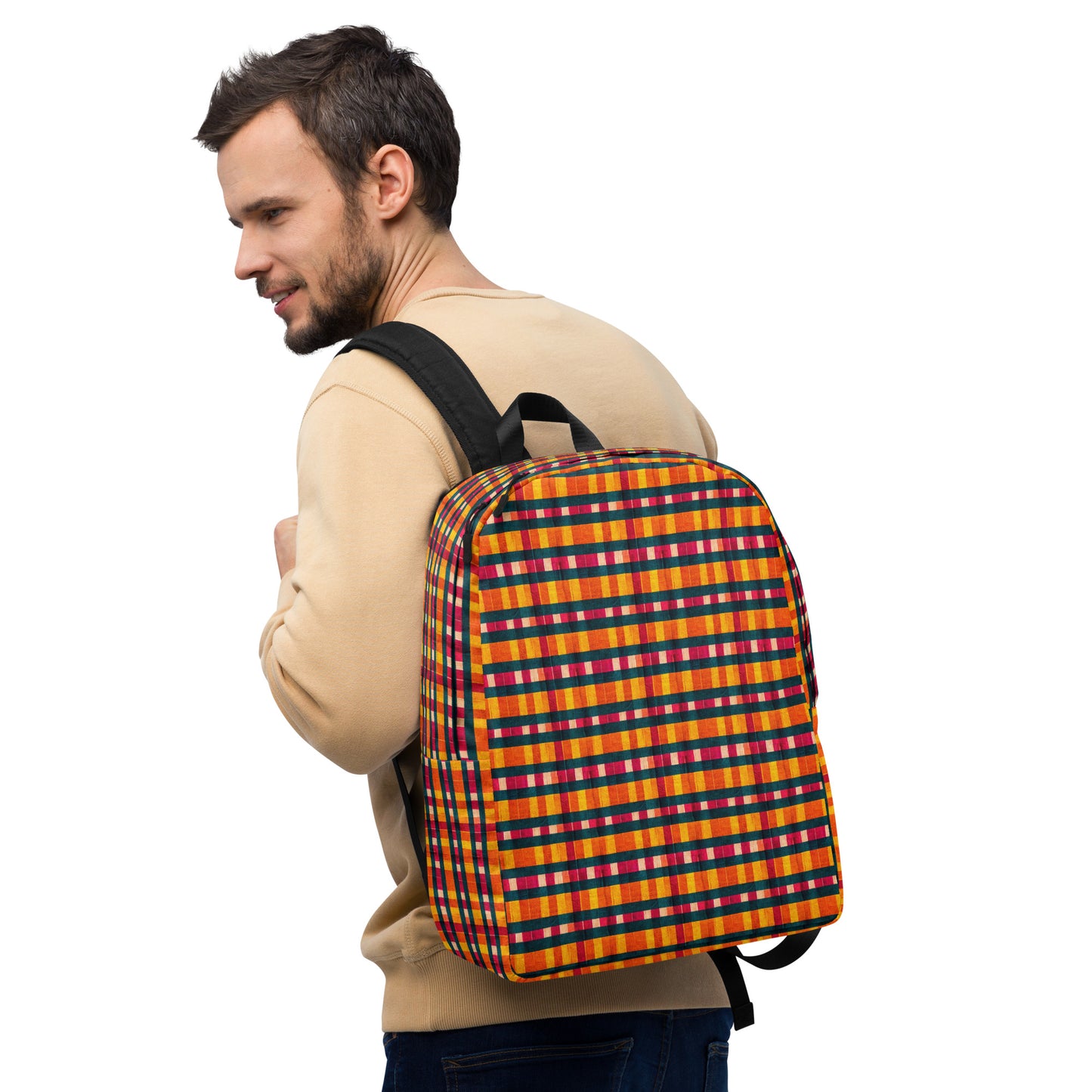 Tropical Fiesta Plaid Minimalist Backpack