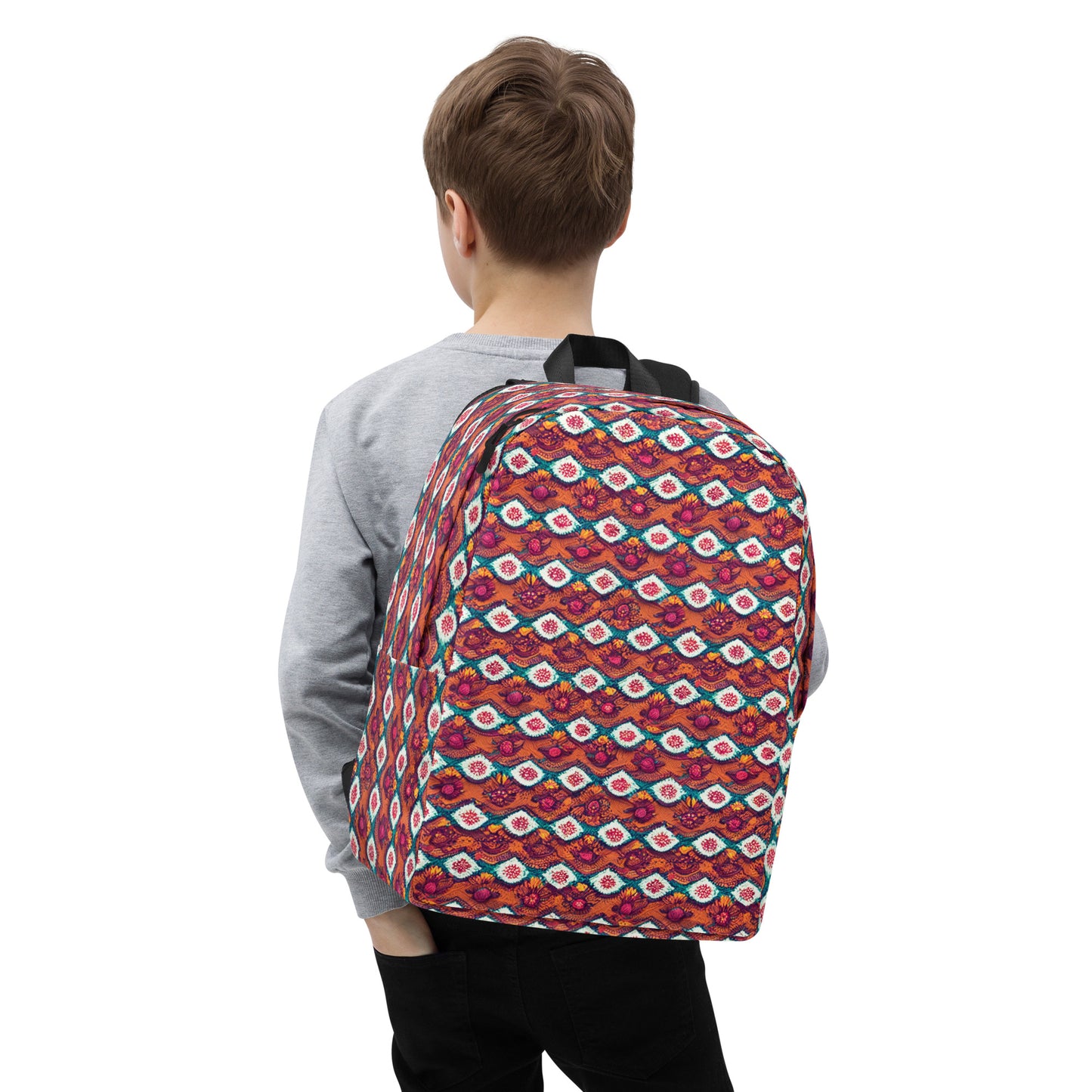 Pink and Orange Facets Minimalist Backpack