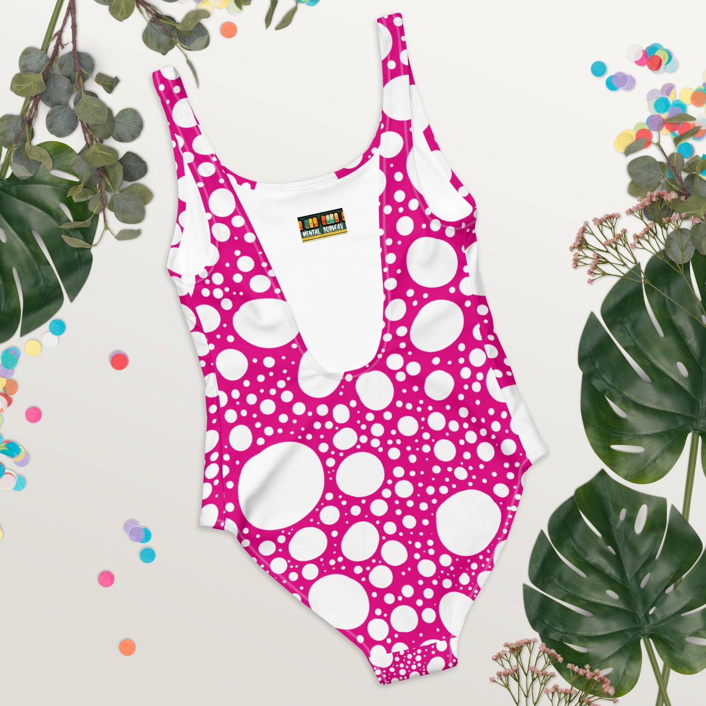 Blanca Ink Spots Pink One-Piece Swimsuit