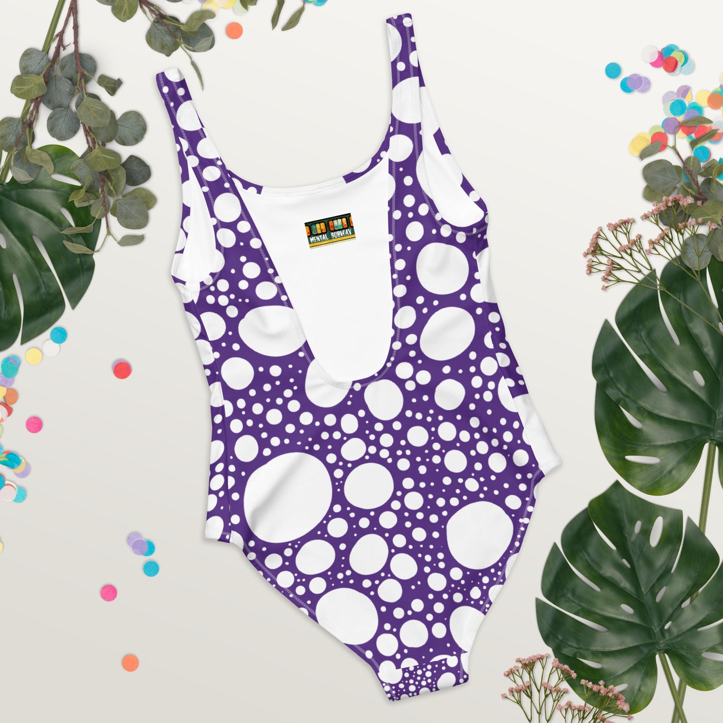 Blanca Ink Spots on Purple One-Piece Swimsuit