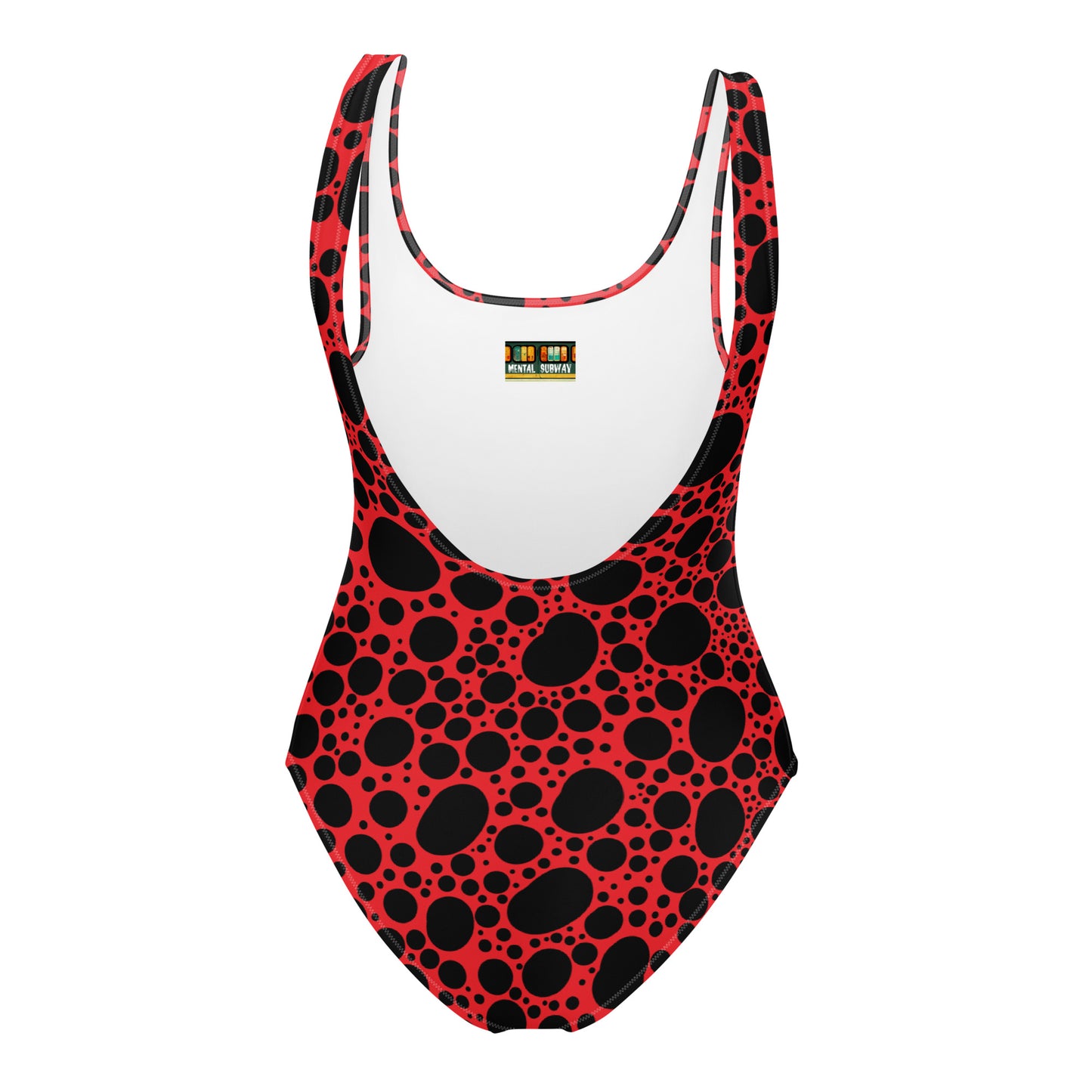 Noir Pointillism on Red One-Piece Swimsuit