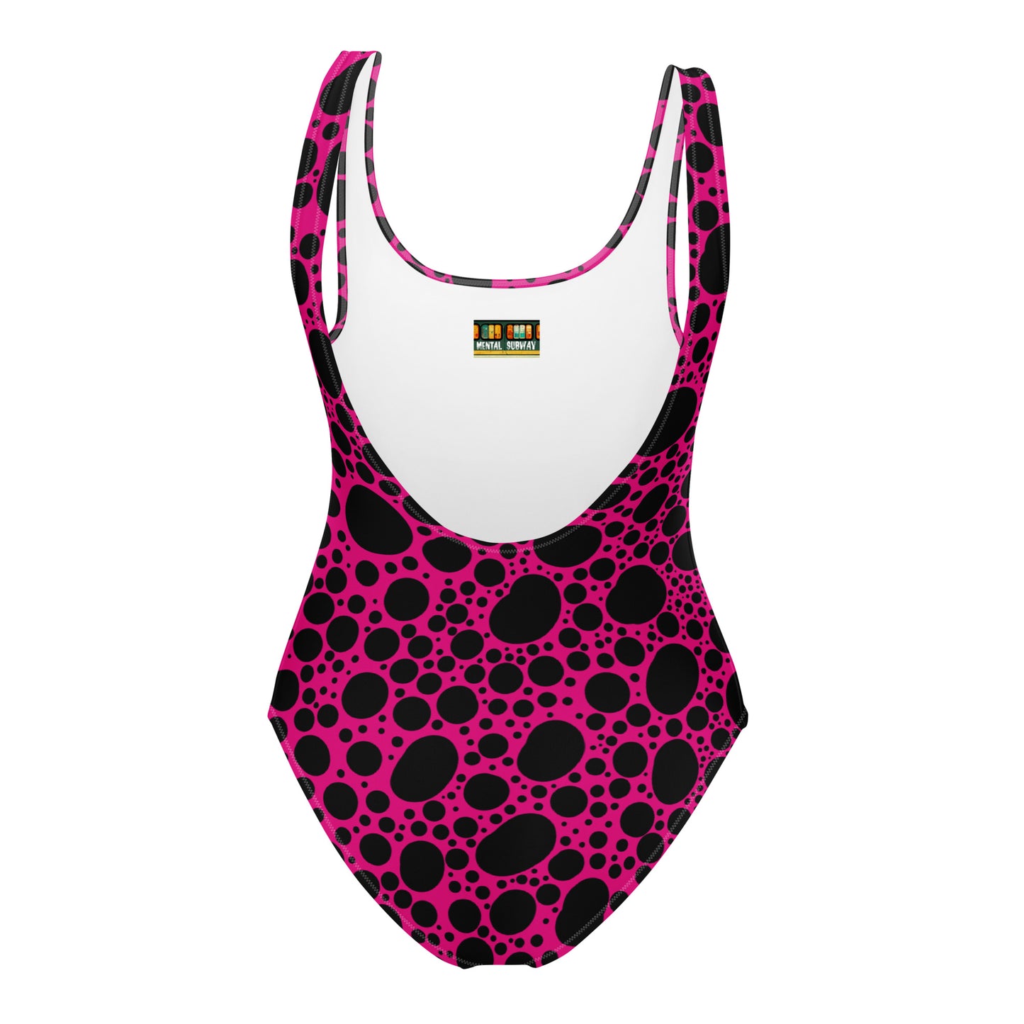 Noir Pointillism on Pink One-Piece Swimsuit