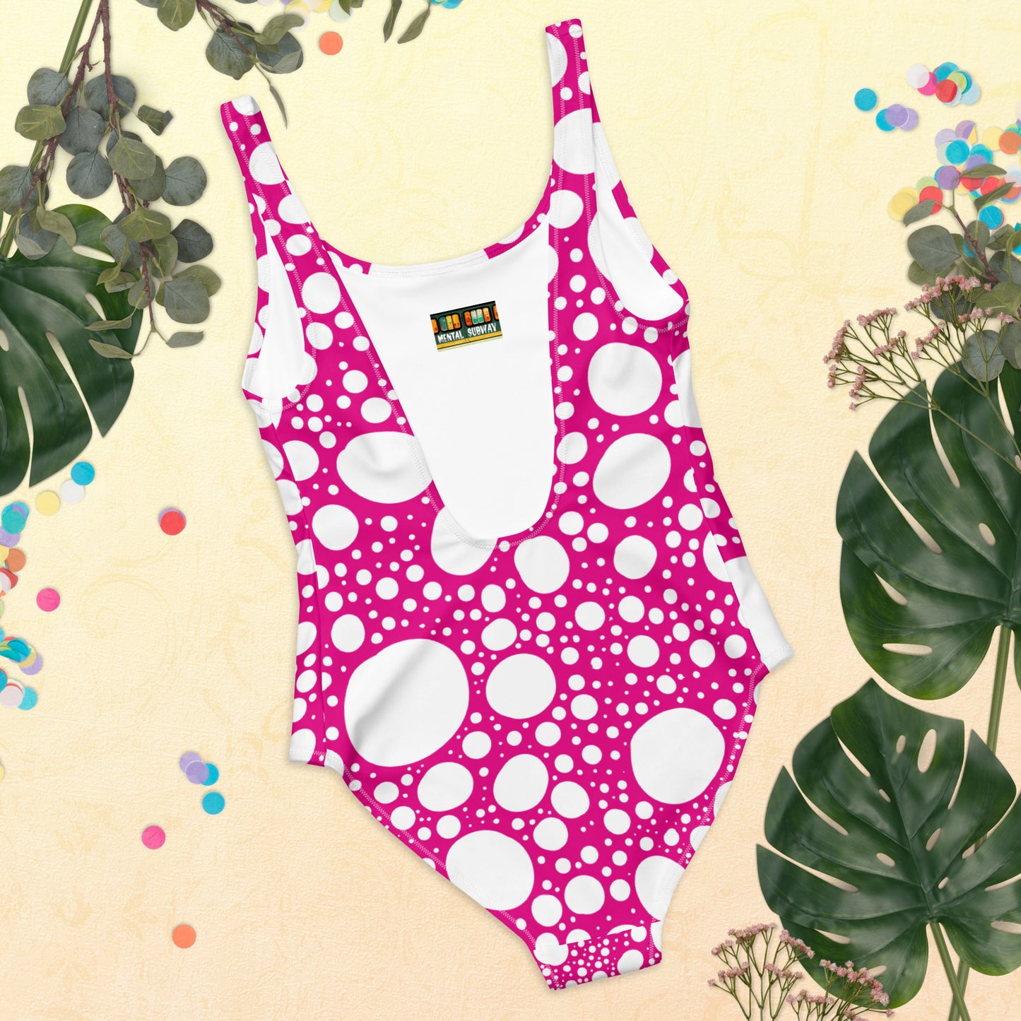 Blanca Ink Spots Pink One-Piece Swimsuit