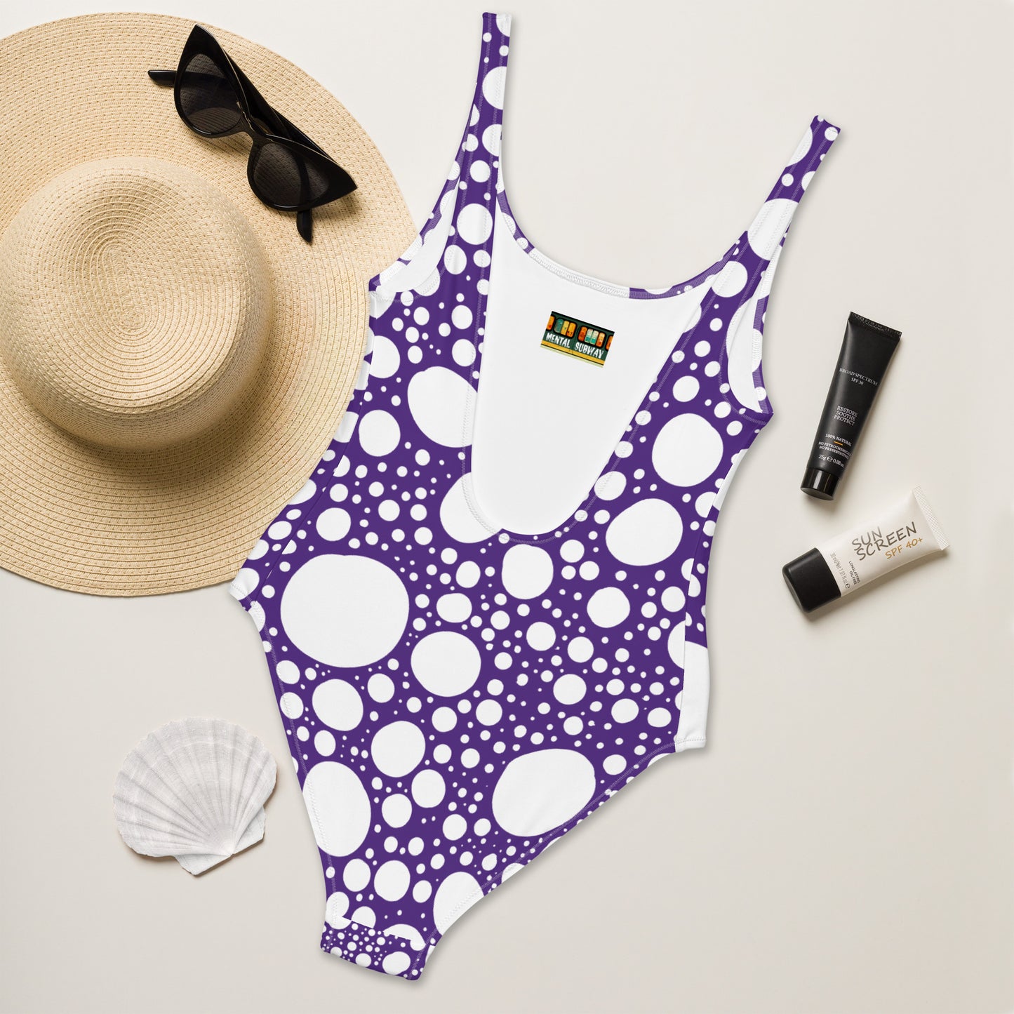 Blanca Ink Spots on Purple One-Piece Swimsuit