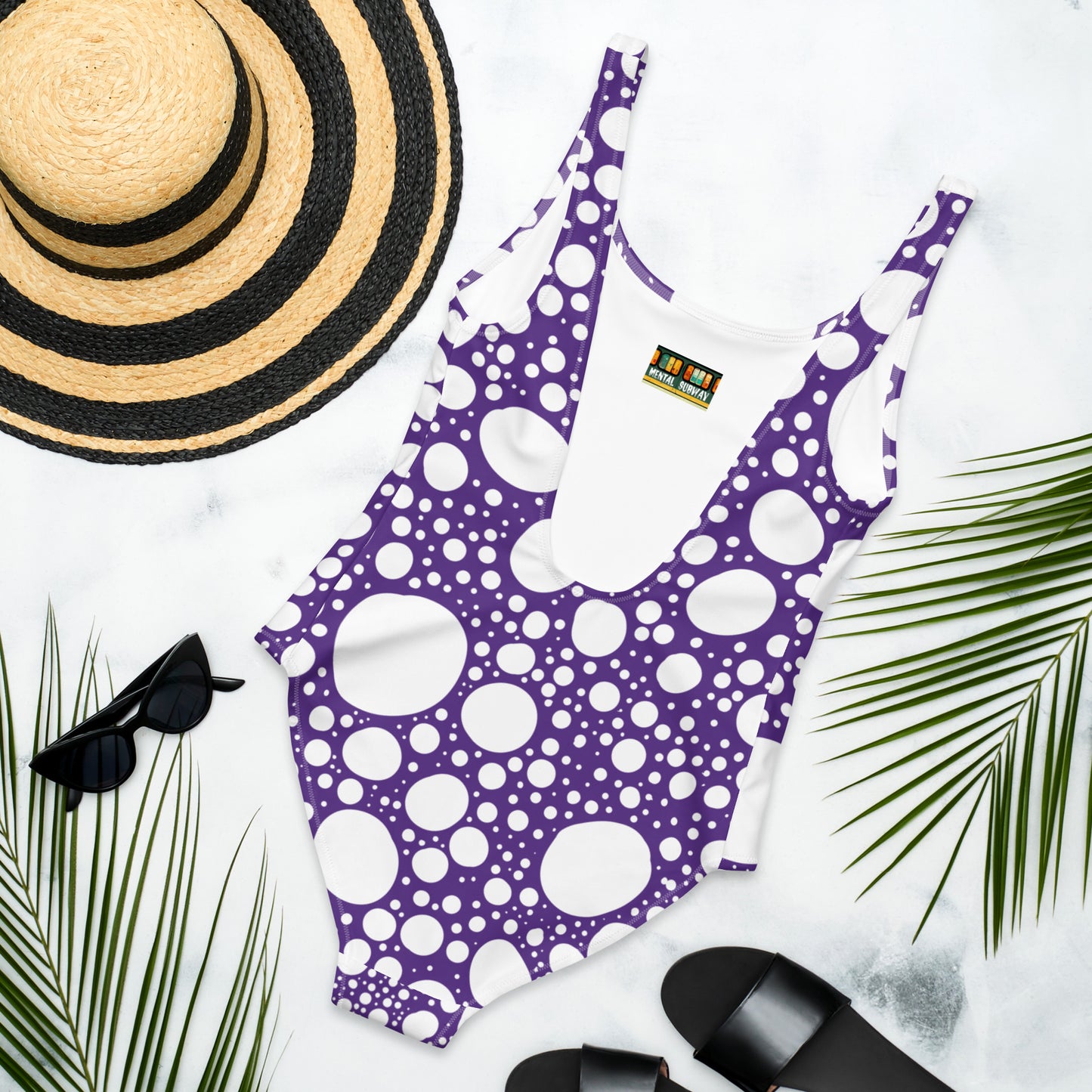 Blanca Ink Spots on Purple One-Piece Swimsuit