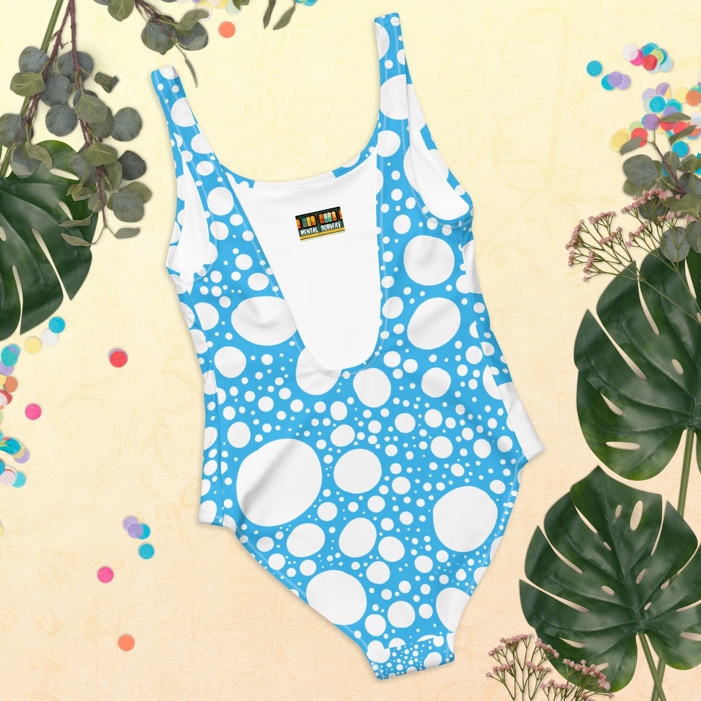 Blanca Ink Spots On Blue One-Piece Swimsuit