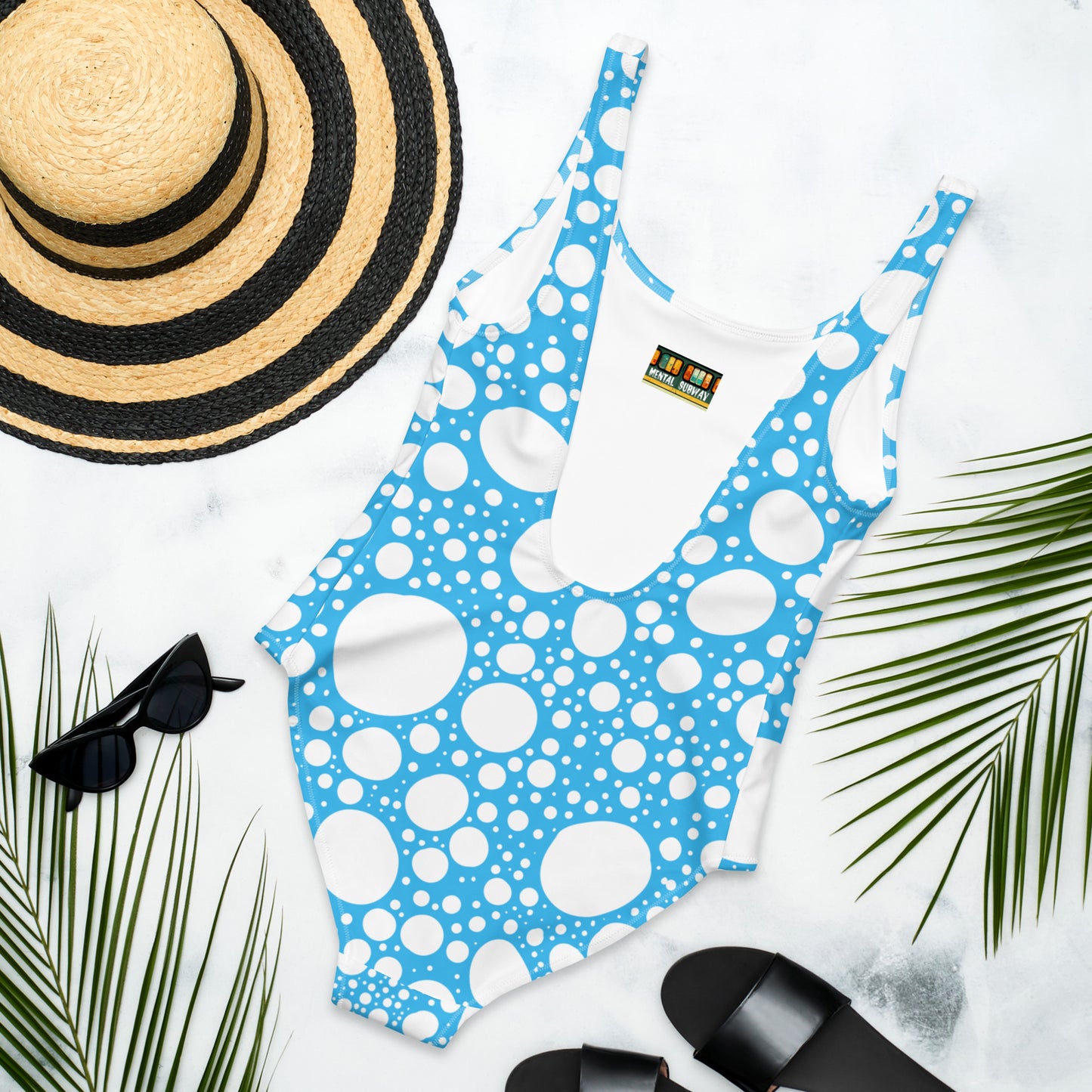 Blanca Ink Spots On Blue One-Piece Swimsuit