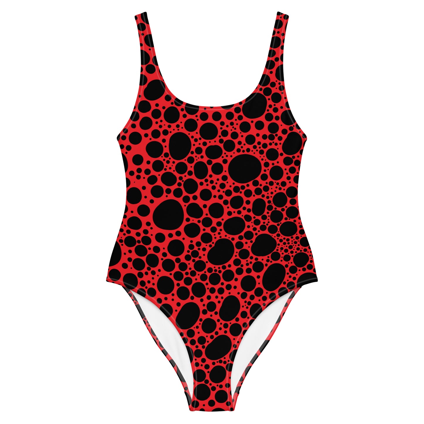 Noir Pointillism on Red One-Piece Swimsuit