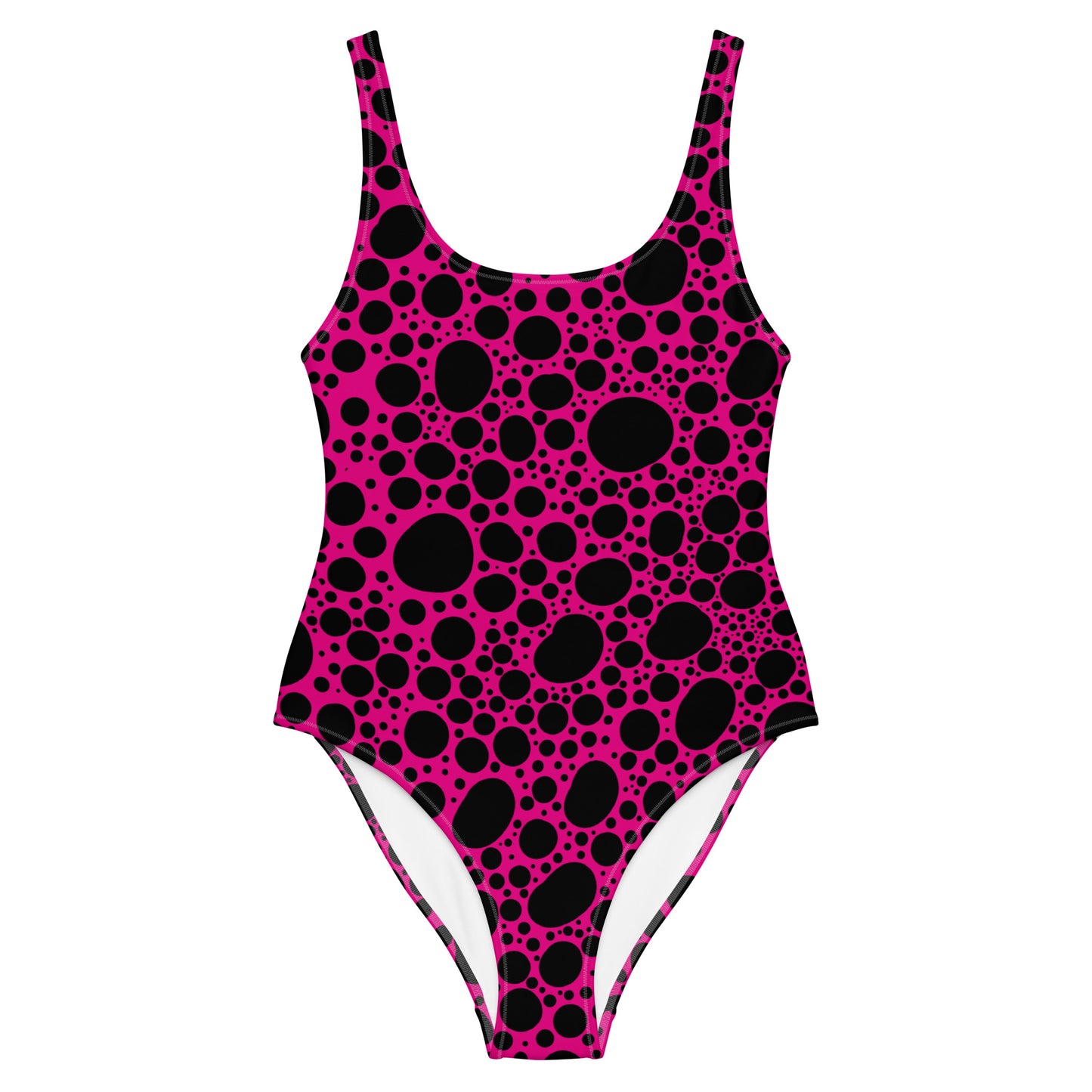 Noir Pointillism on Pink One-Piece Swimsuit