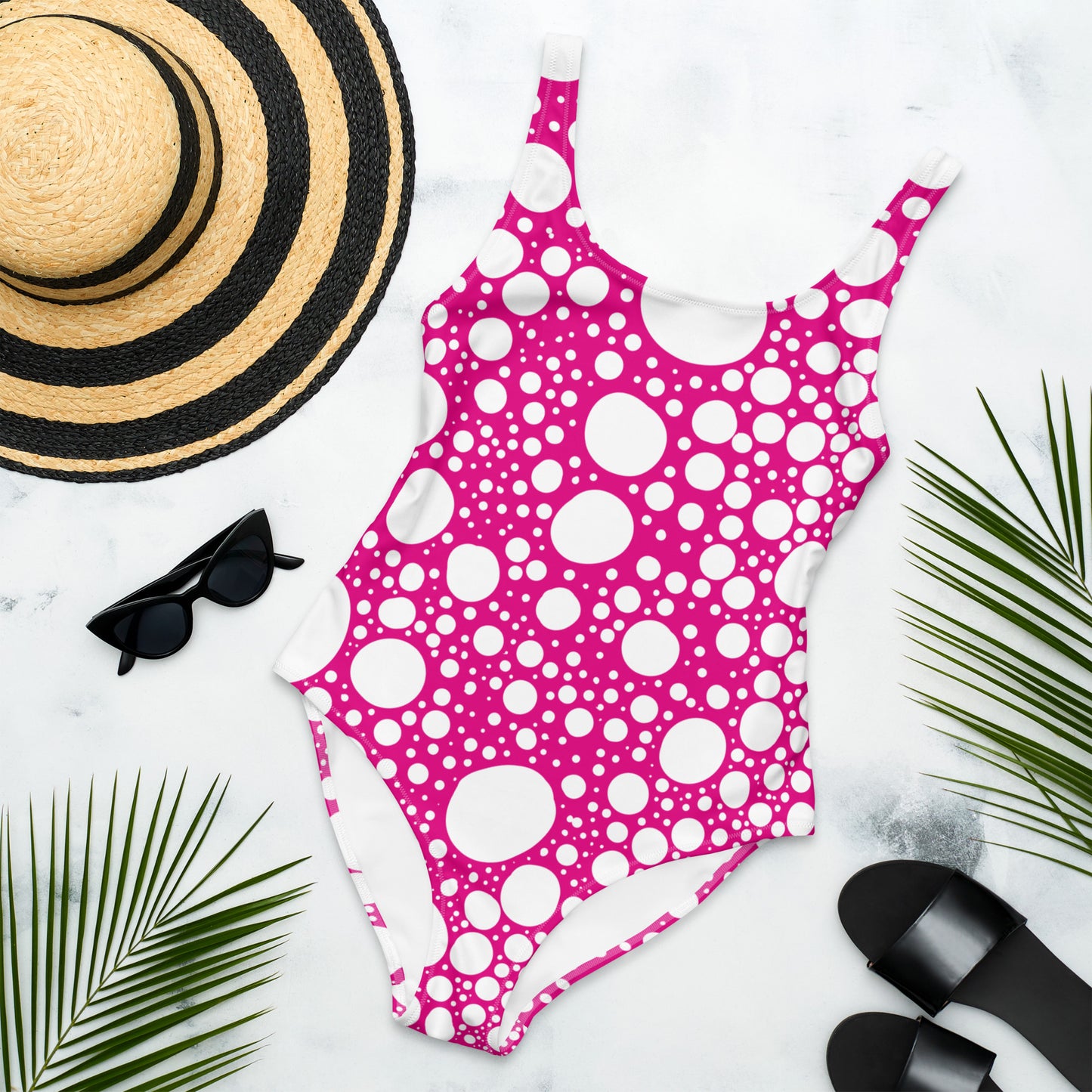 Blanca Ink Spots Pink One-Piece Swimsuit