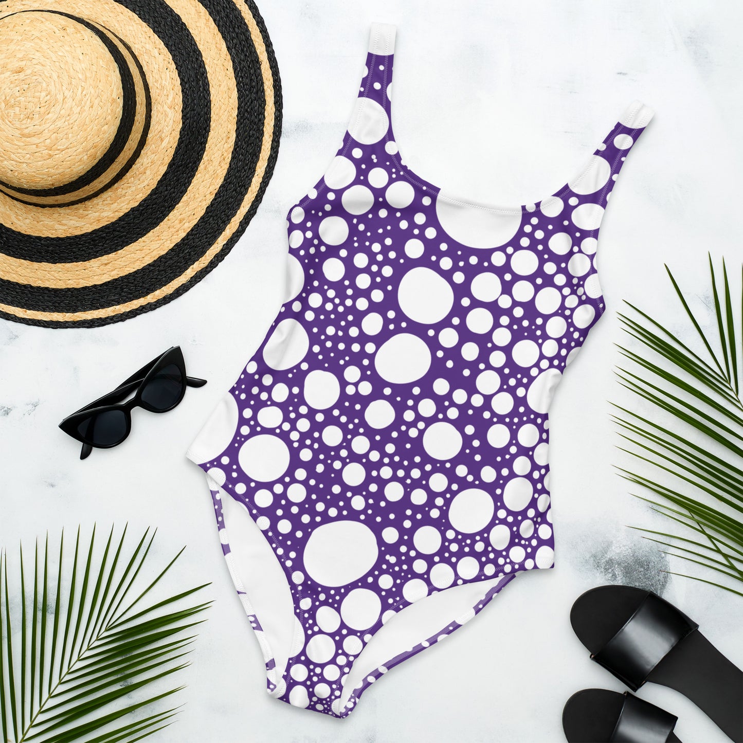 Blanca Ink Spots on Purple One-Piece Swimsuit