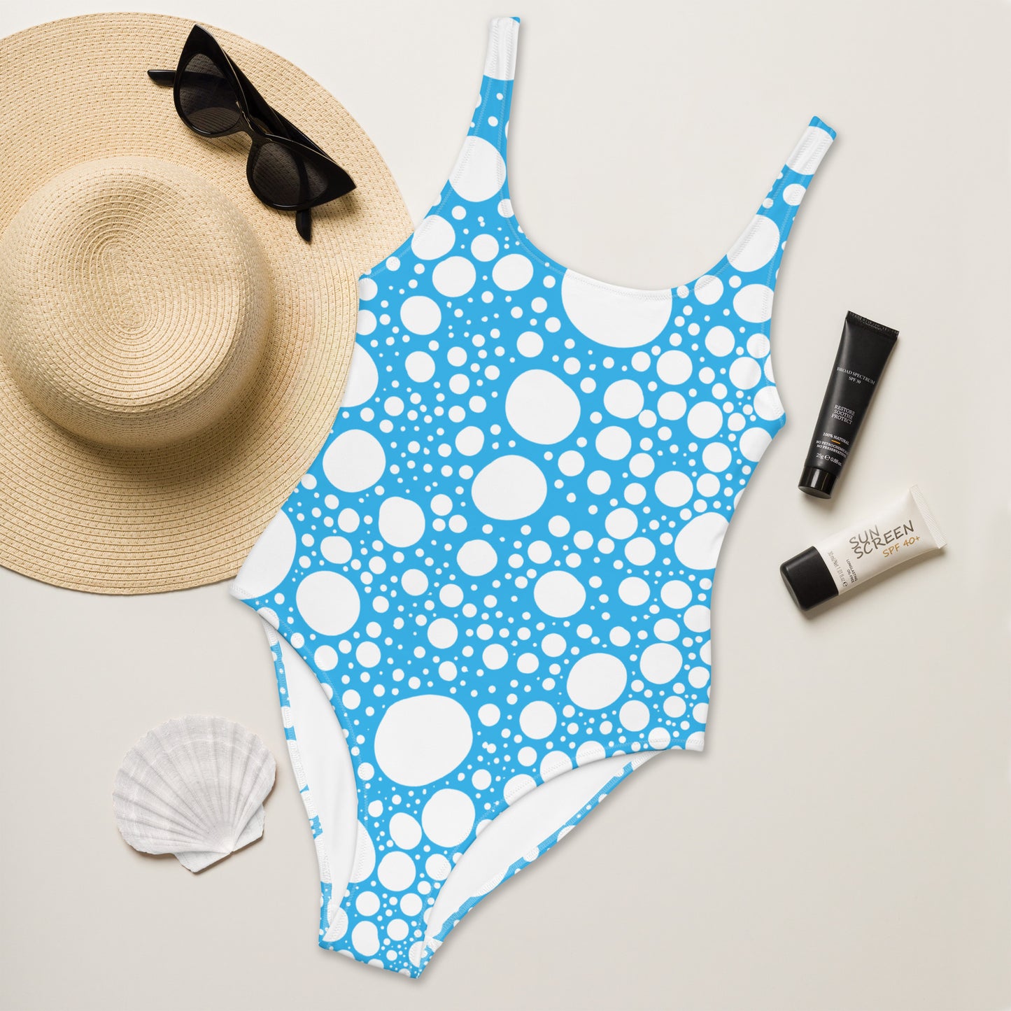 Blanca Ink Spots On Blue One-Piece Swimsuit