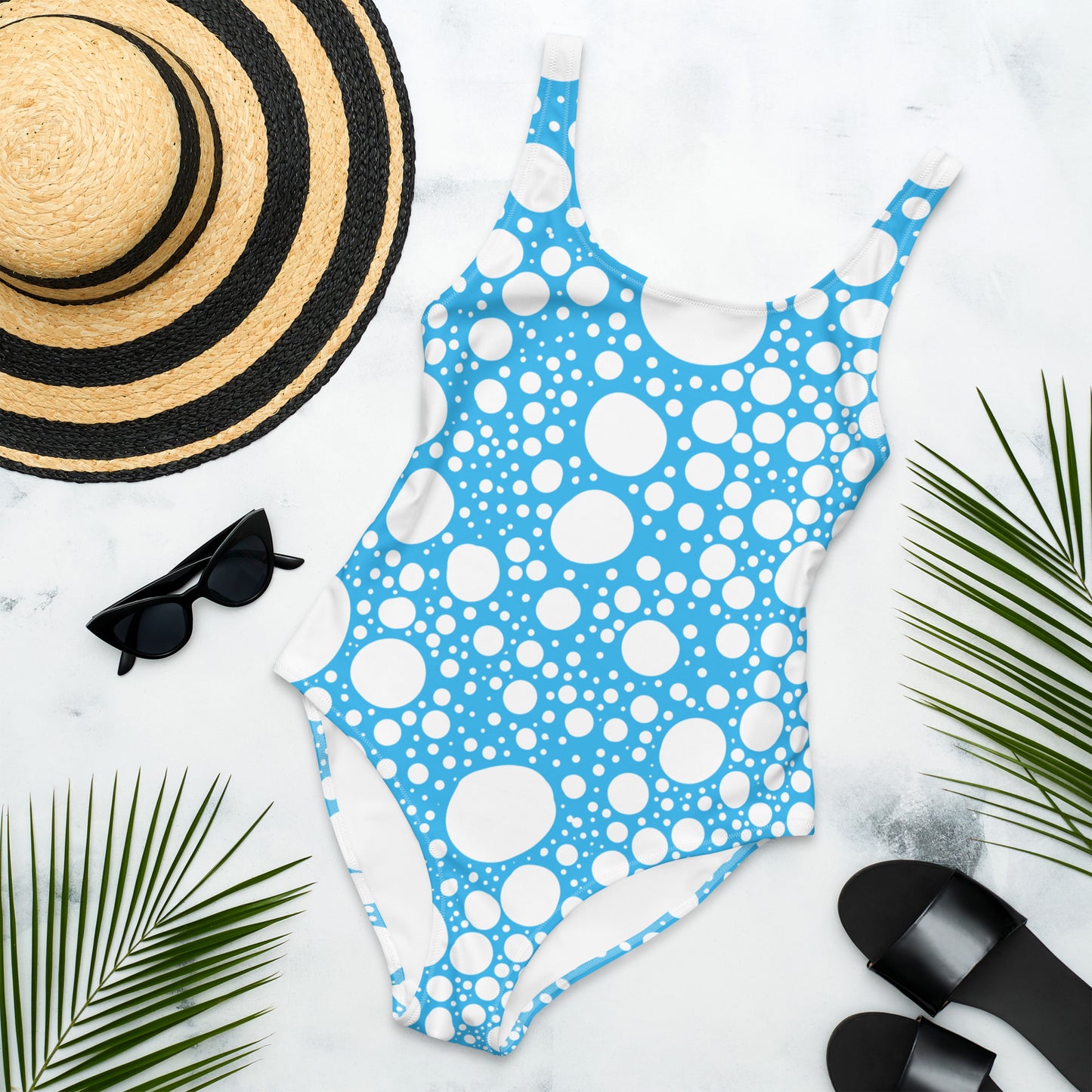 Blanca Ink Spots On Blue One-Piece Swimsuit