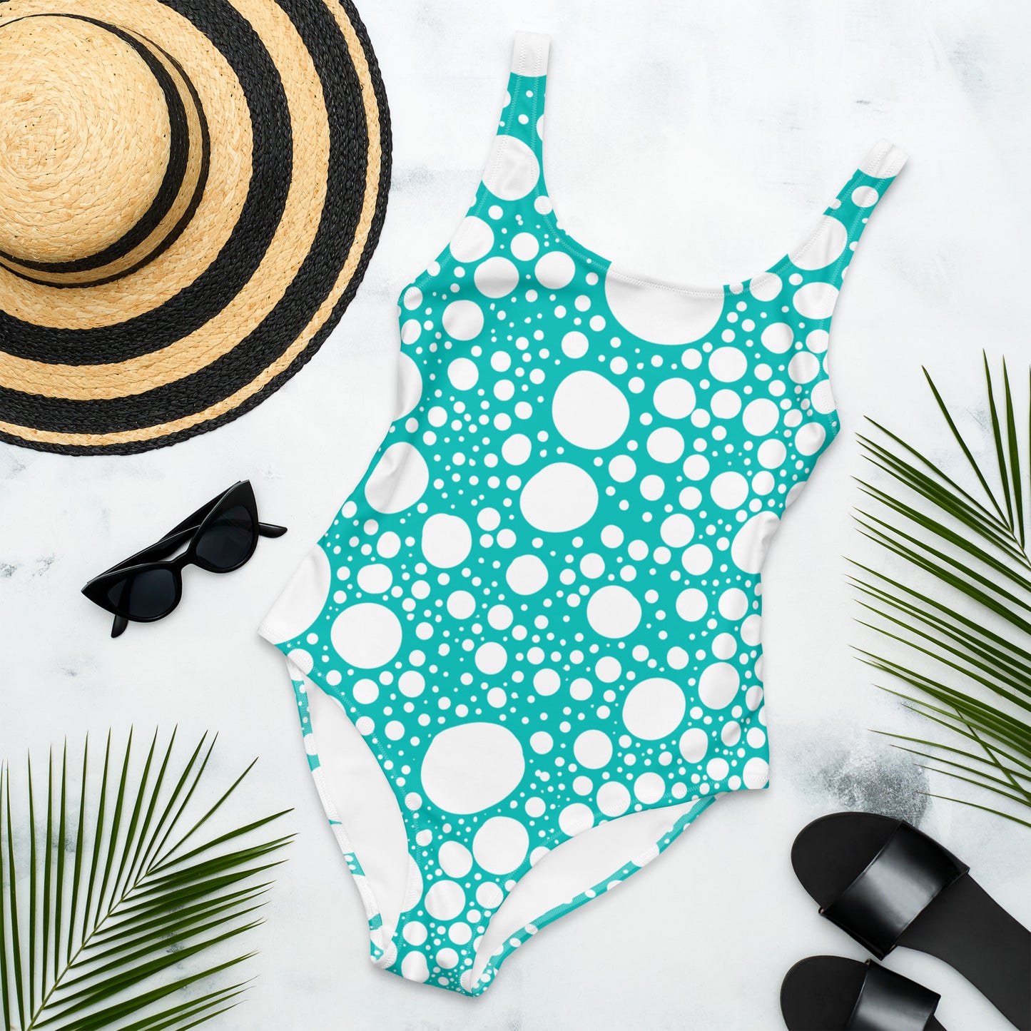 Blanca Ink Spots on Teal One-Piece Swimsuit